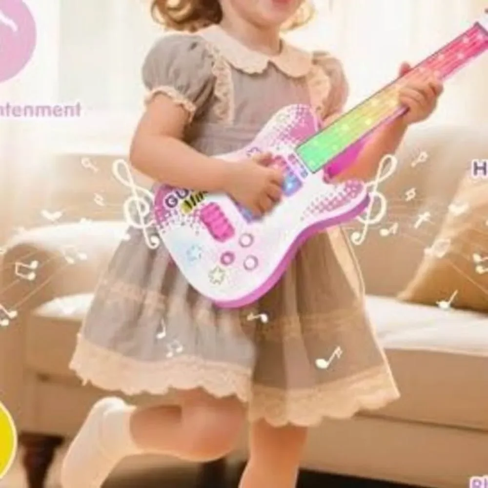 Kids Pink Light-Up Electric Guitar Toy with Music – Ages 3+